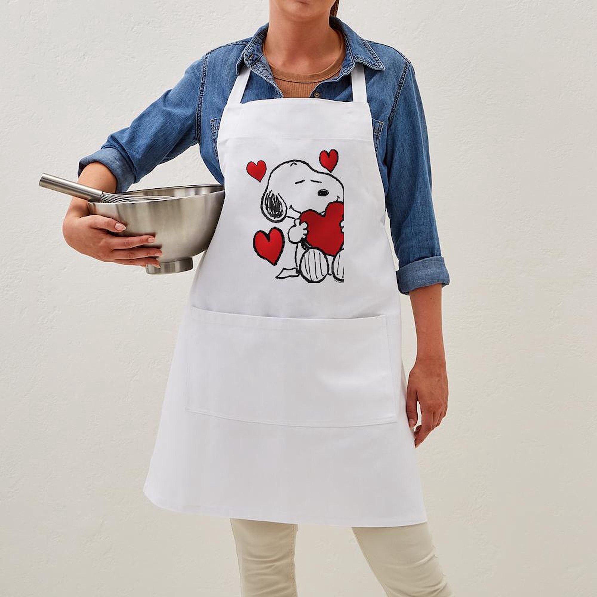 CafePress - Snoopy Hearts - Kitchen Apron with Pockets, Grilling Apron, Baking Apron
