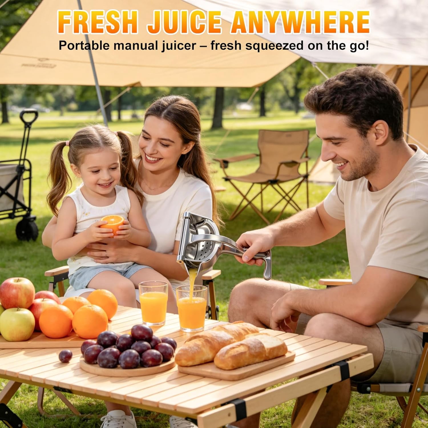 KANOHENO Hand Juicer Squeezer,Heavy Duty Manual Fruit Juicer Press with Large Capacity,Detachable Aluminum Alloy Juice Extractor