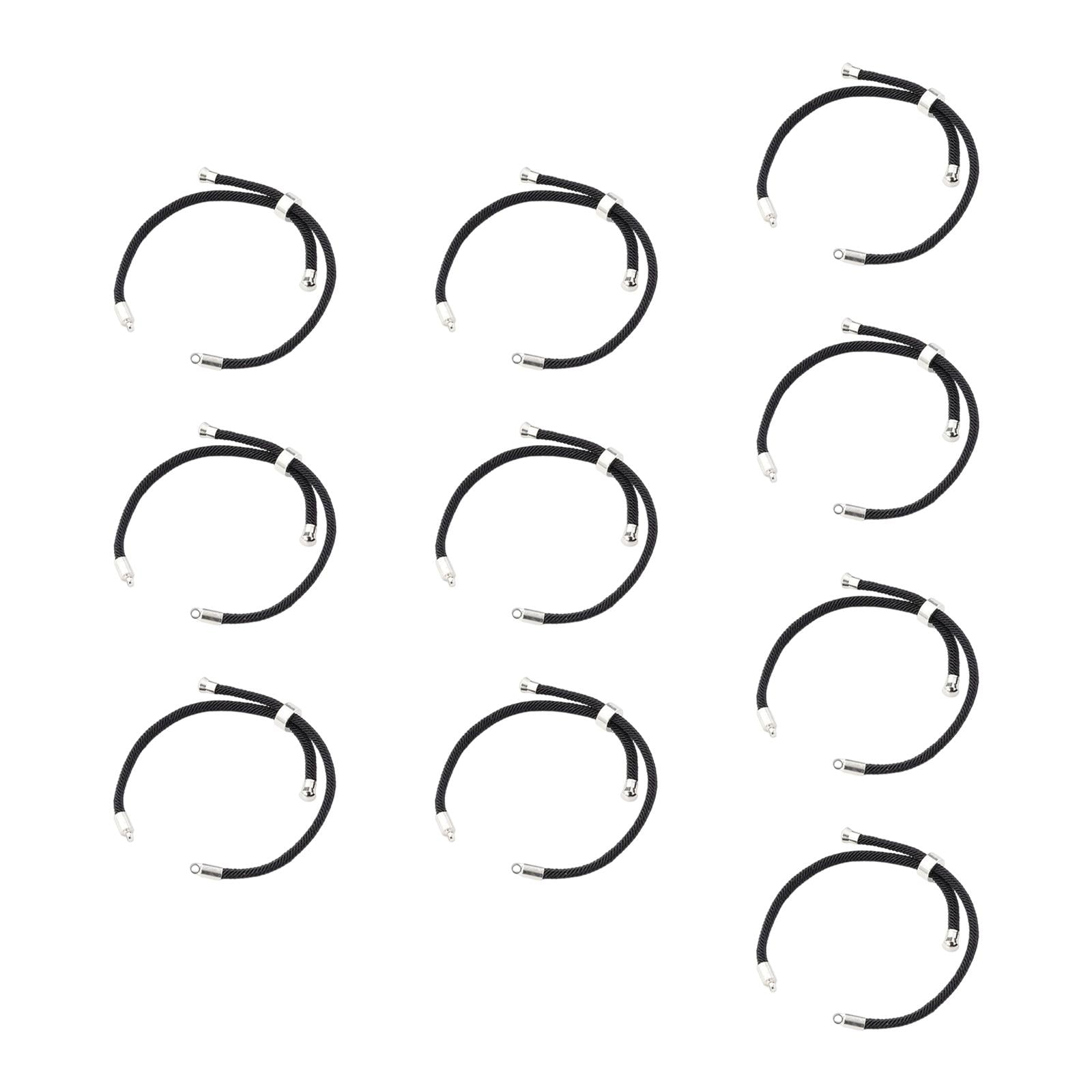 Tachiuwa 2x10 Pieces Nylon Twisted Cord Bracelet Making Findings Fashion Rope Bracelet Black Argent