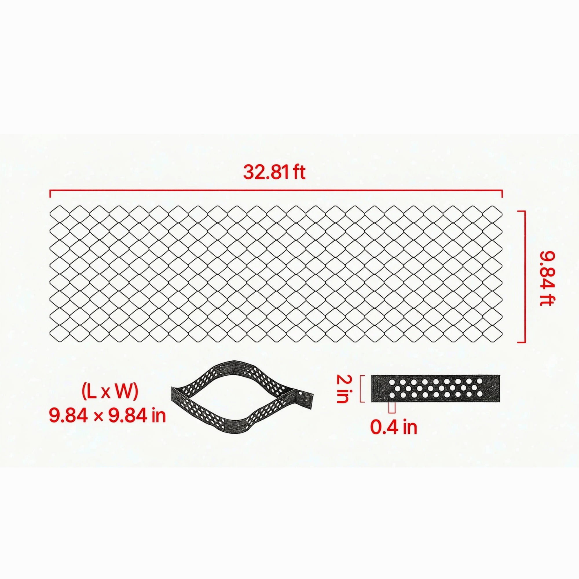 32.81 x 9.84 FT Gravel Grid, 2" Permeable Geo Grid Driveway Stabilizer for Garden, Patio & RV Parking