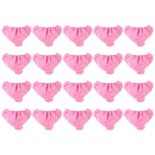 50pcs Breathable Disposable Knickers Disposable Underpants Disposable Underwear made of non-woven fabric material in pink color. Lightweight and portable, suitable for travel, business trips, postpartum, or daily use. Ideal for incontinence care. Displayed in a grid layout.