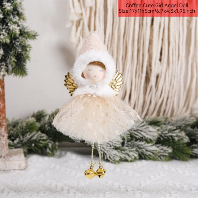 Christmas Plush Angel Dolls Pendant Xmas Tree Decorations Hanging Ornaments INS Photo Props 2023 Navidad Home Decor