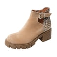 thumbnail image 1 of Zapatos Botines de mujer Zapatos de mujer botas con estampado de a la suela gruesa botas de tacón grueso para mujer botas transpirables de con punta redonda y tacón grueso para mujer (Khaki 8), 1 of 6