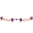 thumbnail image 3 of Gem Stone King 1.96 Ct Round Purple Amethyst 18K Rose Gold Plated Silver Keren Hanan Women Adjustable Infinity Tennis Link Bracelet, 3 of 6