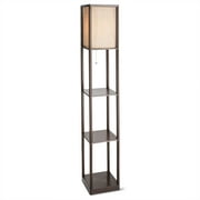 Mainstays 62 Inch Tall Shelf Floor Lamp, Brown with Beige Fabric Shade