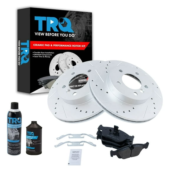 TRQ Performance Rotor & Ceramic Brake Pad Front Kit w/Chemicals for BMW BKA18076 Fits select: 2001-2006 BMW 325, 2000 BMW 323