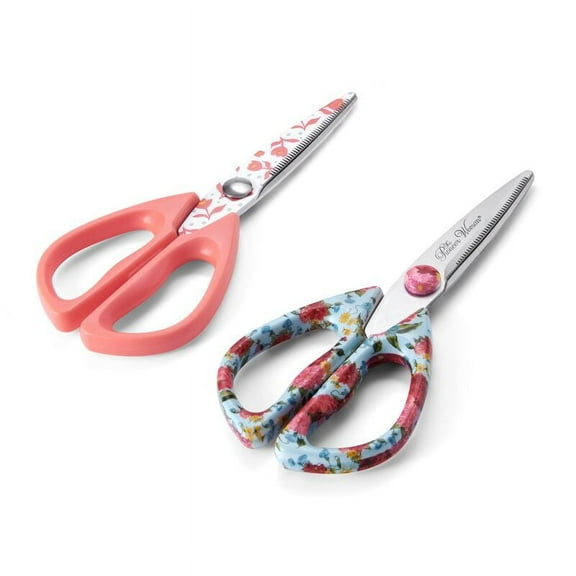 The Pioneer Woman Sweet Rose 2-Piece All-Purpose Shears Set, Stainless Steel, Sweet Rose Pattern
