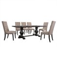 thumbnail image 2 of Morland 7-Piece Dining Set - Black Vintage Finish, Seats 6. 88" Table, Linen Chairs. Perfect for Dining Room & Kitchen. Classic Design., 2 of 12