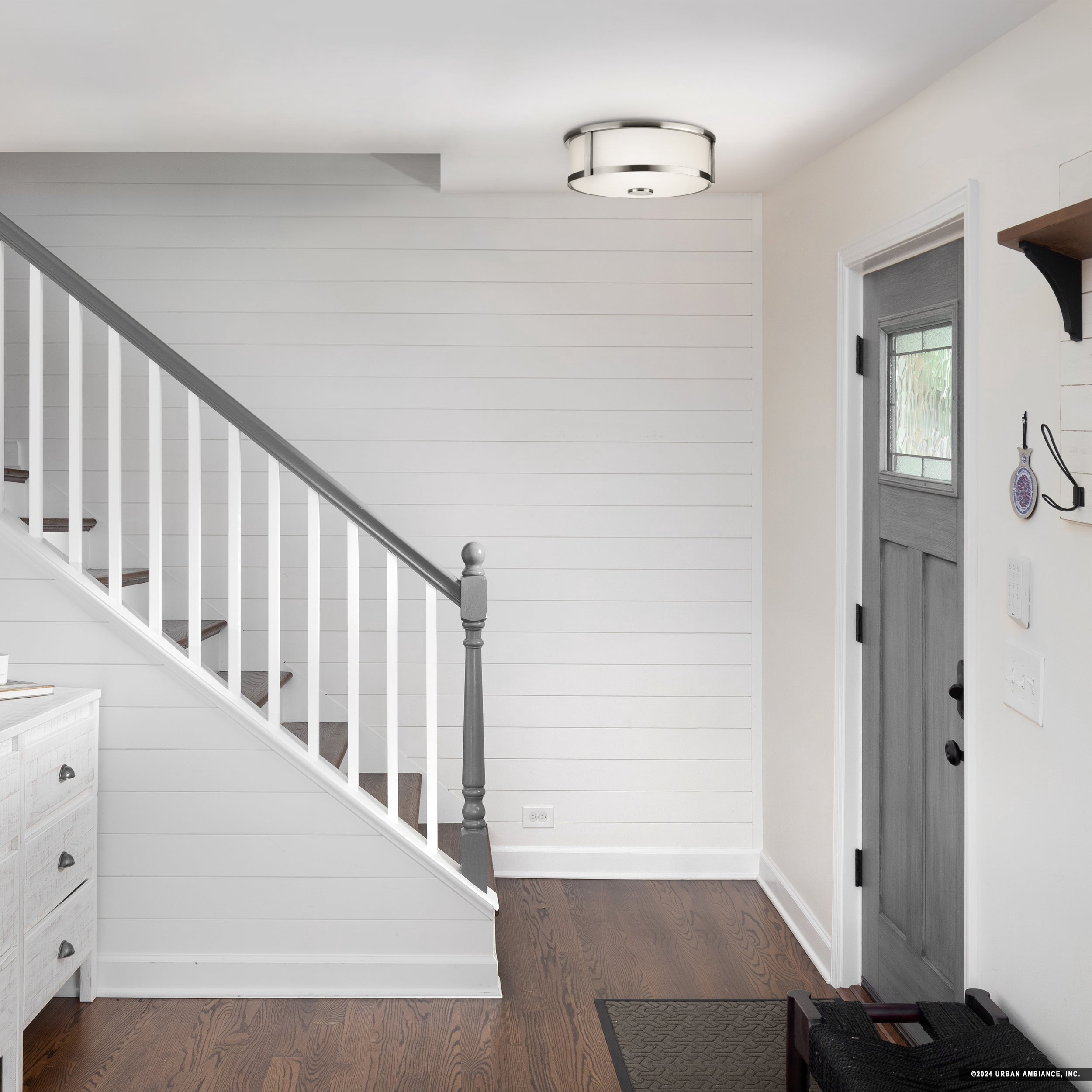 Luxury Modern Farmhouse Ceiling Light, Brushed Nickel, UHP4597