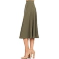 thumbnail image 3 of Women's Casual High Waist A-Line Midi Skirt with Elastic Waistband, 3 of 6