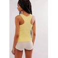thumbnail image 5 of Women Ribbed Tank Tops Sleeveless Button Down Camisole Summer Scoop Neck Cropped Top Yellow M, 5 of 6