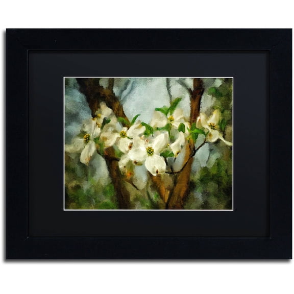Trademark Fine Art "Painted Dogwood" Canvas Art by Lois Bryan Black Matte, Black Frame