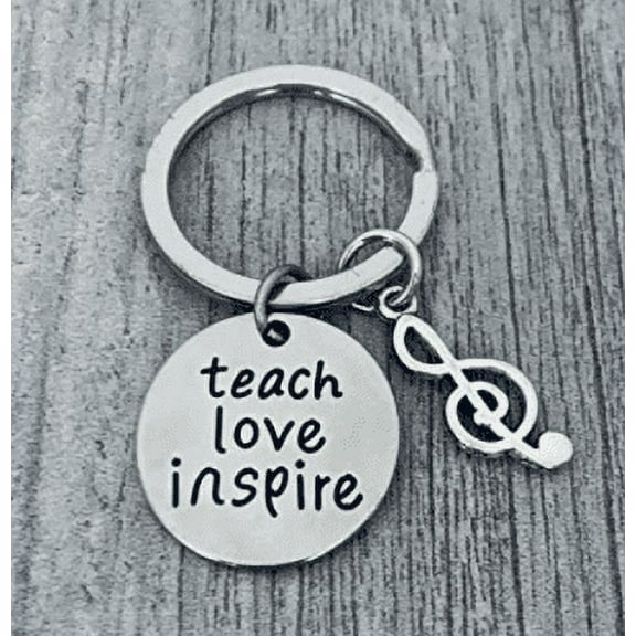 Music Teacher Keychain, Unisex Teach, Love Inspire Music Note Jewelry for Music Instructors, Appreciation Gifts for Men and Women