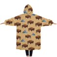 thumbnail image 2 of Oversized Wearable Blanket Hoodie,Yellow Buffalo Mountain Pattern Sherpa Blanket Hoodie with Super Pockets,Super Warm Fuzzy Pullover for Women & Men, 2 of 6