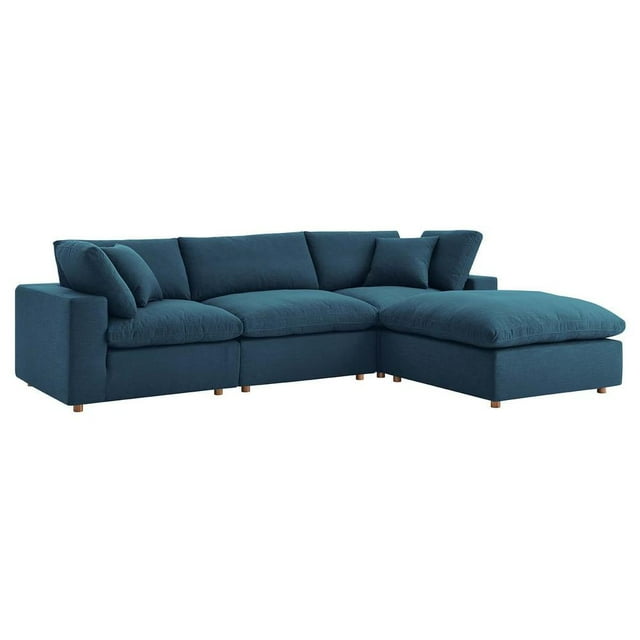 Modway Commix Ensemble de Canapé Sectionnel 4 Pcs Surrembourré Rempli de Duvet, Couleur Azur