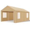 thumbnail image 5 of Hoteel 12'x20' Large Heavy Duty Car Tent with Steel Frame, Portable Garage Wedding Tent Gazebo Big Tents Carports Shelter with Waterproof Top Cover, All-Season Tarp for Outdoor Party Birthday, Khaki, 5 of 11