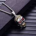 thumbnail image 3 of Collar MADIOLA Punk Gotico Acero Inoxidable con Dije Calavera Cráneo ojos Ruby, 3 of 7