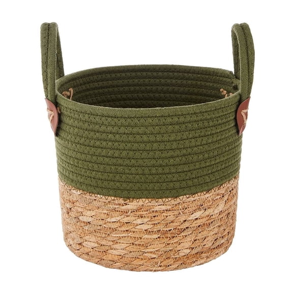 Cesta Hometrends Tejida de Cuerda de Algodón con Asas para Almacenamiento