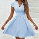 thumbnail image 2 of Vestido de Verano para las Mujeres Casual Rayas Manga Corta Cuello en V, Vestido de Poliéster de Moda para la Playa Y Diario, 2 of 6