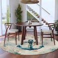 thumbnail image 4 of Nautical Teal Anchors Round Living Room Rugs 7 ft, Starfish Corals Compass Retro Brown Map Washable Area Rug with Non-Slip Sturdy Edge Binding Round Carpet for Kitchen Office Bedroom, 4 of 9