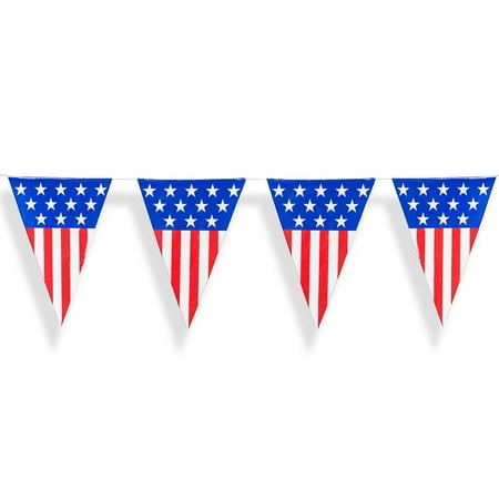 Outdoor Event Decoration 24 Foot Long American USA Flag Pattern Plastic Pennant Curtain Banner for Party Decorations, Event Supplies by Super Z Outlet ()