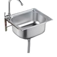 thumbnail image 1 of Inteprter Lavabo de acero inoxidable, fácil de limpiar, color blanco plateado, con un solo recipiente empotrado o empotrado Ruido Cocina y Comedor, 1 of 6