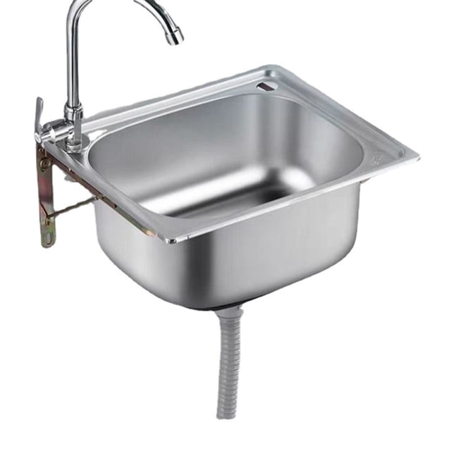 Inteprter Lavabo de acero inoxidable, fácil de limpiar, color blanco plateado, con un solo recipiente empotrado o empotrado Ruido Cocina y Comedor