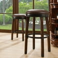 thumbnail image 3 of Leick Home 10118SN/SB Wood Cask Stave Counter Height Stool with Faux Leather Seat, Set of 2, Sienna and Sable, 3 of 11