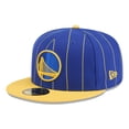 thumbnail image 3 of Men's New Era Royal/Gold Golden State Warriors Pinstripe Two-Tone 59FIFTY Fitted Hat, 3 of 6