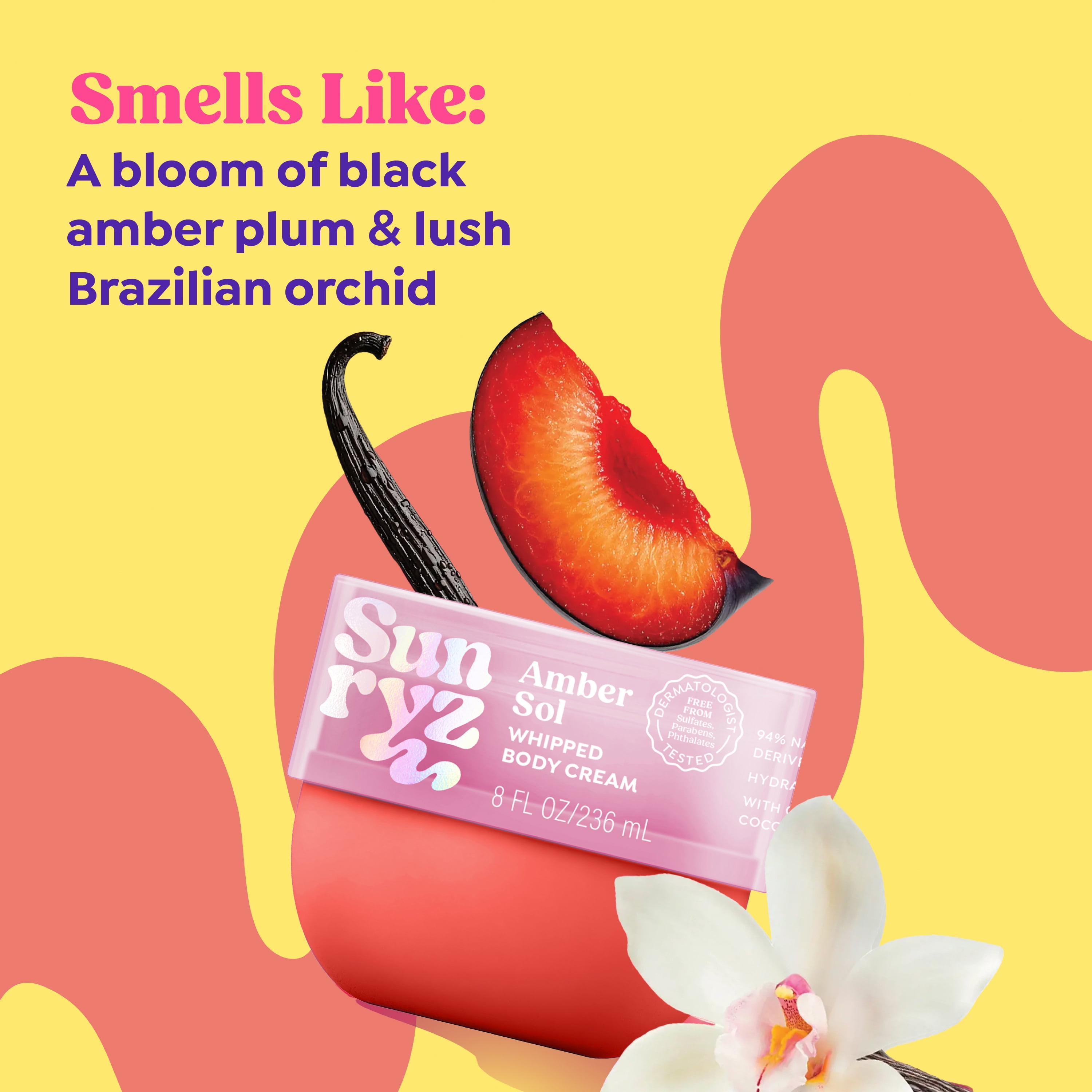 Sunryz Amber Sol Whipped Body Cream with Cupuaçu Butter & Coconut Oil, 8 oz