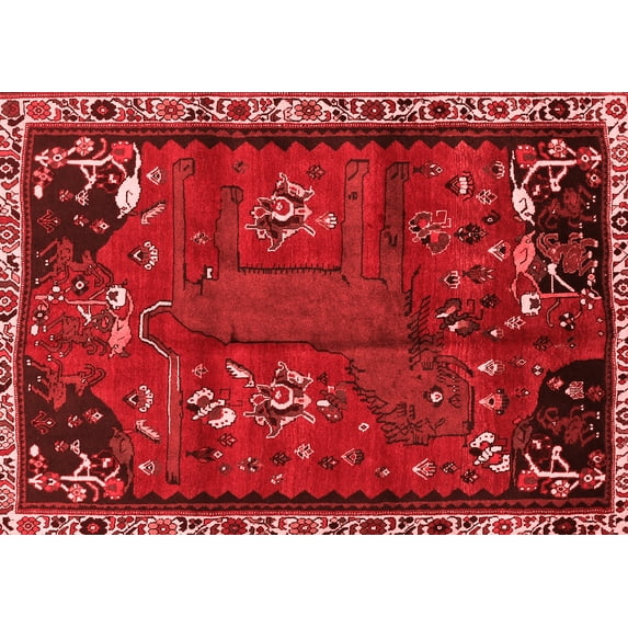 Ahgly Company Indoor Rectangle Animal Red Traditional Area Rugs, 8' x 12'