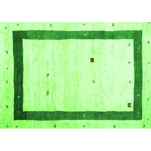 Ahgly Company Indoor Rectangle Solid Green Modern Area Rugs, 5' x 7'