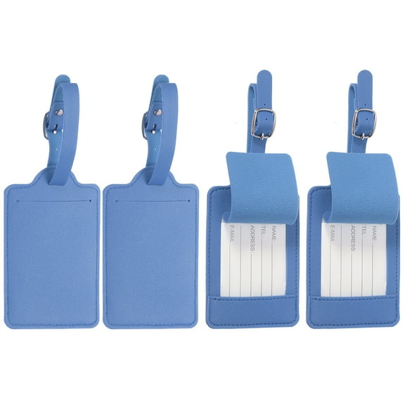 Uxcell Luggage Tags, PU Leather Travel Luggage Tags Identifier Suitcase Labels for Baggage Privacy Protection Accessories Ship Blue