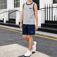 thumbnail image 2 of Bpyeka Boys' Color Trim Mesh Quick Dry Two-Piece Set, Sleeveless Tank Top and Matching Shorts for Training and Casual Activities for Kids 2-11 Years, Gray, 2 of 9