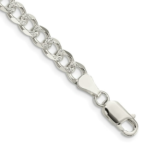Auriga Fine Jewelry 925 Sterling Silver 5.5mm Pav‚ Curb 9inch Chain Bracelet for Men
