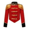 thumbnail image 5 of YiZYiF Girls Boys Drum Major Team Uniform Marching Band Tassel Jacket Coat with Hat Drummer Performance Costume B Red 6, 5 of 7