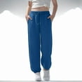 thumbnail image 4 of Kids Boys Girls Hidden Drawstring Wide Leg Sweatpants Soft Travel Joggers with Pockets High Waisted Hiking Yoga Pants Blue 7 Years, 4 of 9