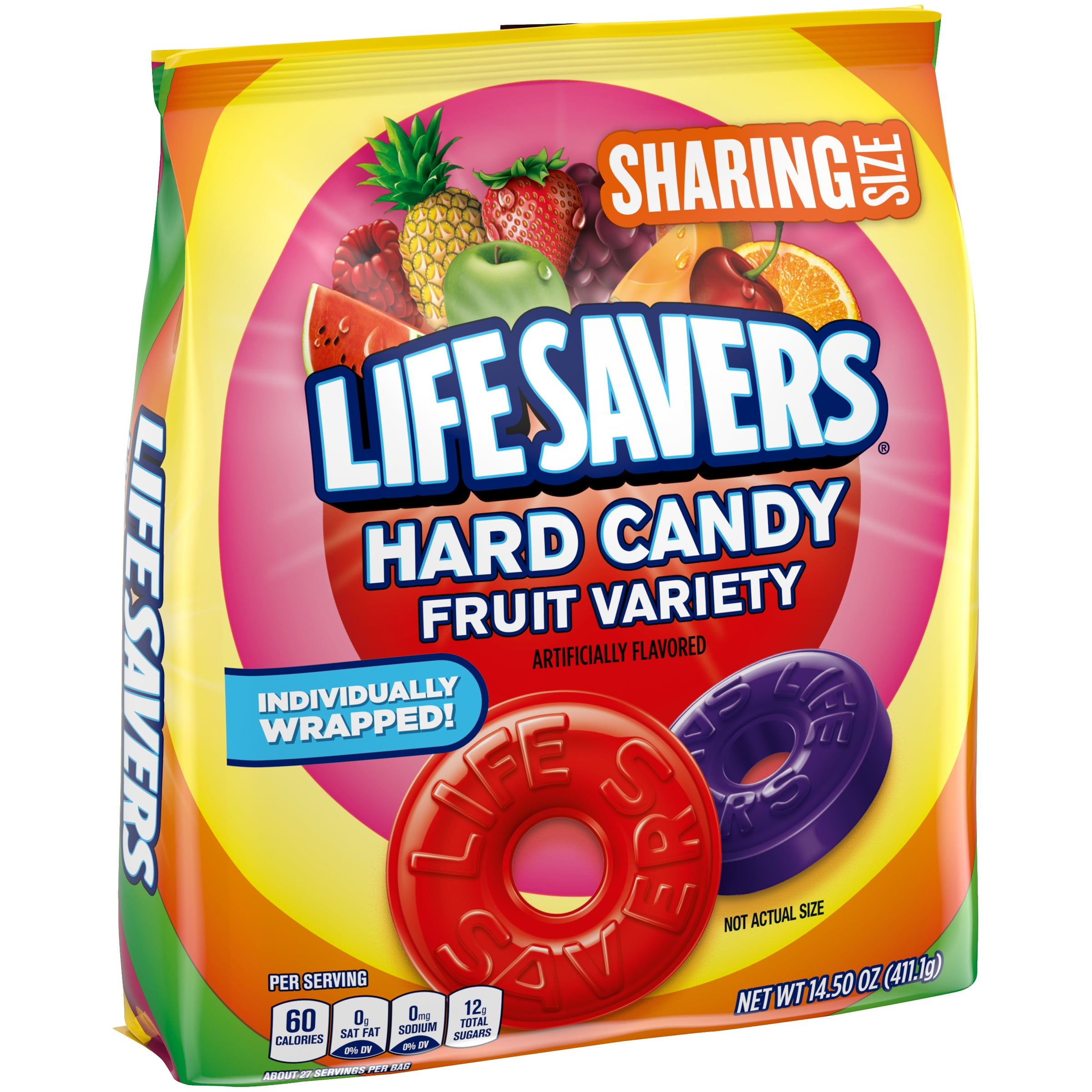2 pack) Life Savers Hard Candy Fruit Variety Candy Bag, Sharing
