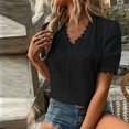 thumbnail image 6 of Womens Summer Outfits, Womens Tops, Trendy Women Blouses Embroidered V Neck Short Sleeve Shirts Casual Elegant Tunic Tops for Everyday Wear, 6 of 8