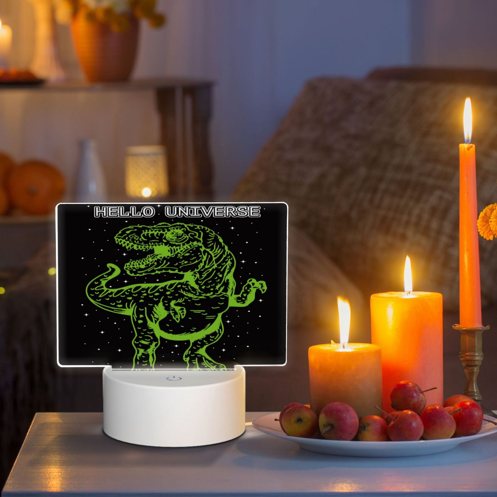 Kdxio DINOSAUR IN SPACE Rectangular Acrylic Night Light Acrylic Sleep Night Light Friend Gifts for Birthday Gifts for Women Teens Boys Girls