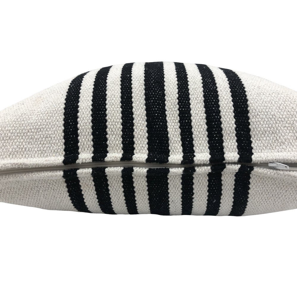 LR Home Elevate Cotton Pillow Set of 2 in White/Black, 22" x 22"