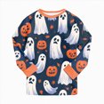 thumbnail image 6 of TOWED22 Boys Girls Halloween Pajamas Cute Pumpkin Print Pjs Cotton Kids Skeleton Sleepwear Clothes Sets Ghost Skull Holiday Sleepwear(White,5-6 Y), 6 of 9