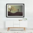 thumbnail image 6 of Girl Running in the Moonlight With Leaves - Digital Art Silhouette Autumn Moon Night Sky Nature Scenic Black Framed Wall Art Print 16 x 20 inches, 6 of 8