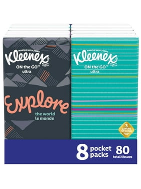 Kleenex On-the-Go Facial Tissues, 8 Packs (80 Total Tissues)