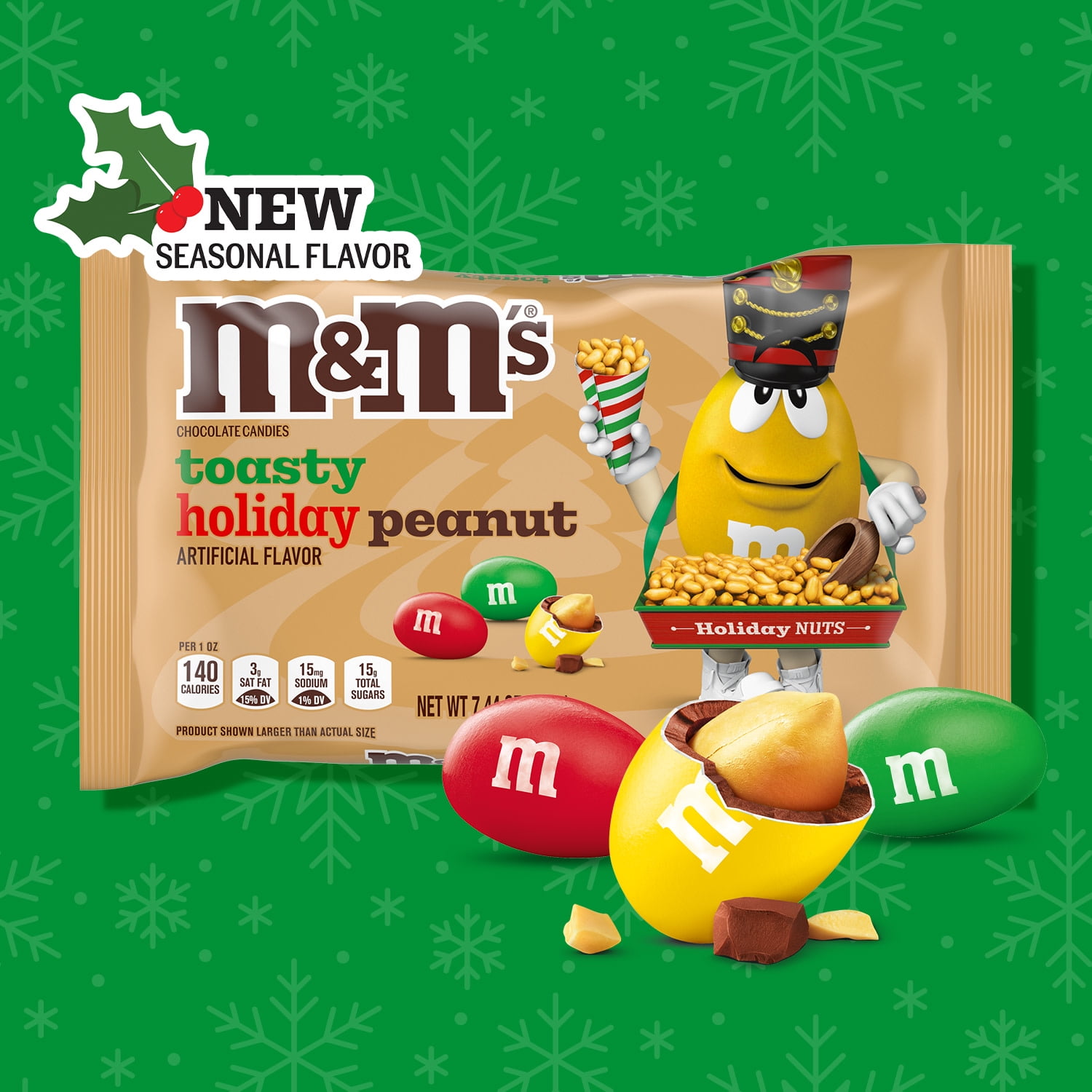 (2 pack) M&M's Toasty Holiday Peanut Chocolate Christmas Candy - 7.44 oz Bag