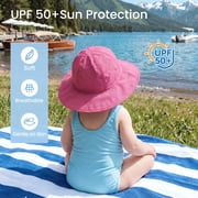 HECCEI Infant Sun Hat UPF 50+ Sun Protection Hat Summer Caps, 6-24 Months, Pink