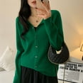 thumbnail image 5 of New Fashion Autumn Winter 100% Wool Cardigan Sweater Womens Knitted O-neck Cardigan Sweater Solid Color Female Basic Clothe, 5 of 5