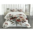 thumbnail image 3 of Ambesonne Floral Quilted Bedspread Set 3 Pcs, Mid Century Modern Flowery, Queen Size, Maroon Dark Sea Green, 3 of 4