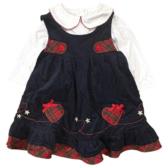 Blueberry Boulevard Infant & Toddler Girls 2 PC Navy Red Plaid Dress 2T