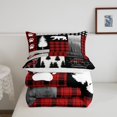 thumbnail image 5 of Bear Comforter Set Full Size,Deer Hunting Woodland Camping Rustic Cabin Bedding Set Adult,Red Black Geometric Plaid Patchwork Down Comforter,Farmhouse Pine Trees Xmas Duvet Insert, 5 of 6